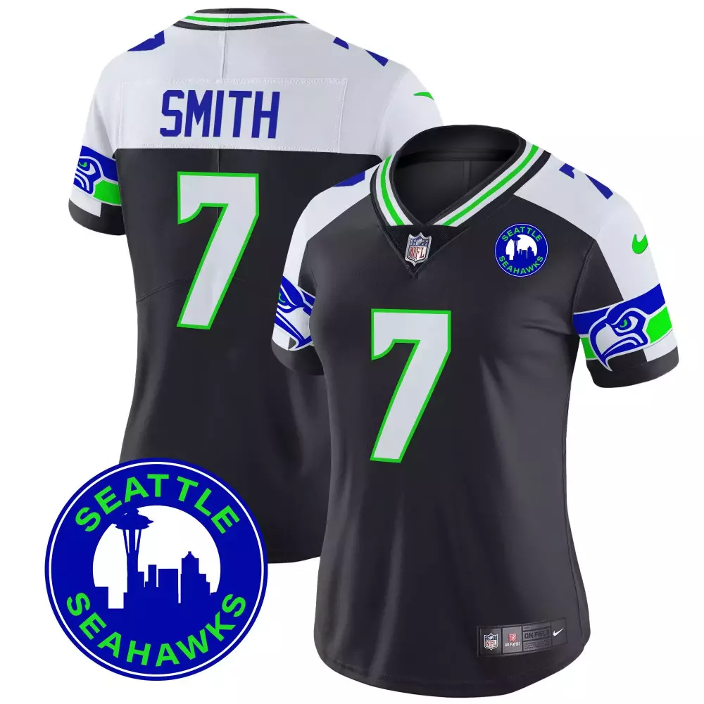 Geno Smith 7 Seattle Seahawks Jersey Black Null Women Authentic White Green Blue