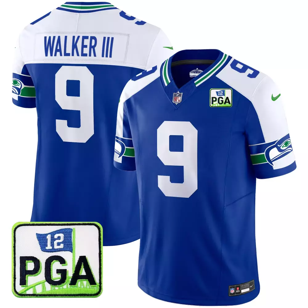 Walker Iii 9 Seattle Seahawks Jersey Blue Pga Men White Green Alternate Vapor Limited