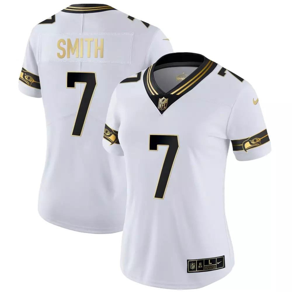 Geno Smith 7 Seattle Seahawks Jersey White Women Standard Alternate Black Gold Throwback