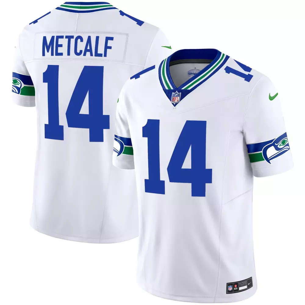 Dk Metcalf 14 Seattle Seahawks Jersey White Men Authentic Blue Green Throwback Vapor