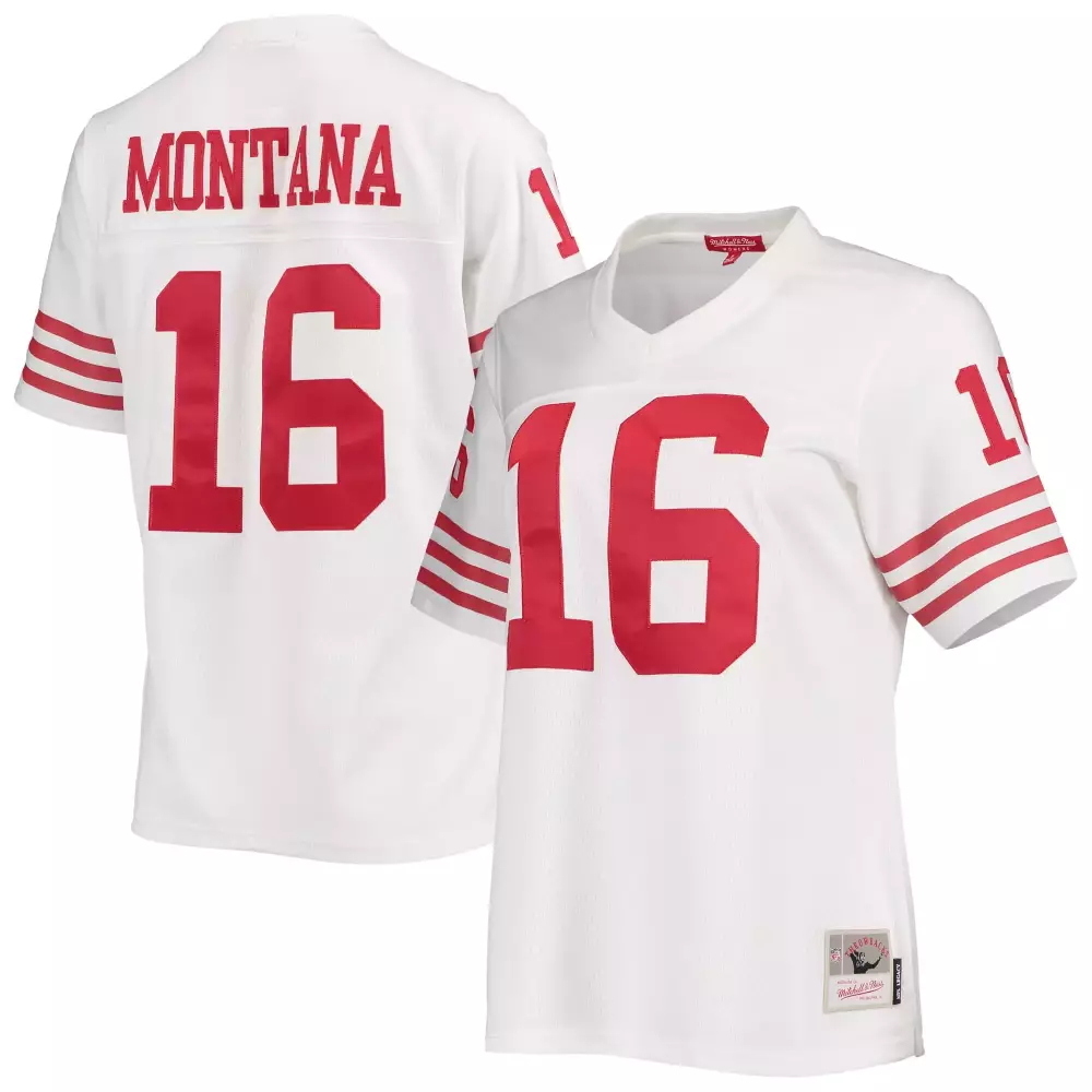 Joe Montana 16 49ers Jersey White Men Authentic Red