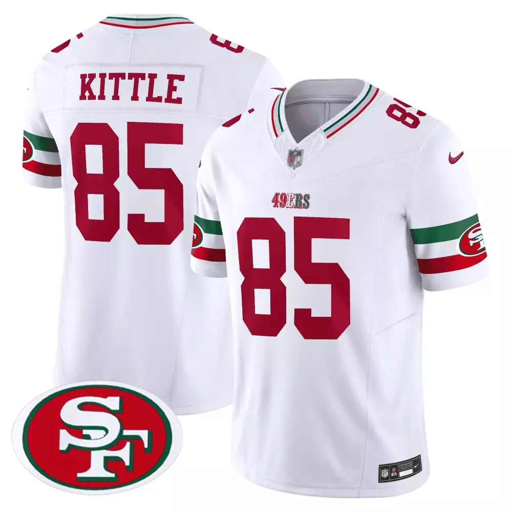 George Kittle 85 49ERS Jersey White Men Red Green Limited