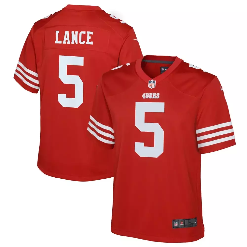 Trey Lance 5 49ERS Jersey Red Men Replica White Game