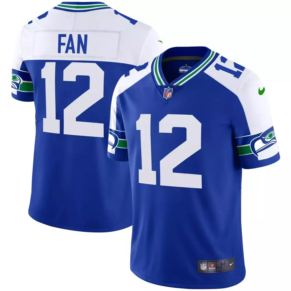 Seattle Seahawks 12 Jersey Blue Men Authentic White Green Alternate Throwback All