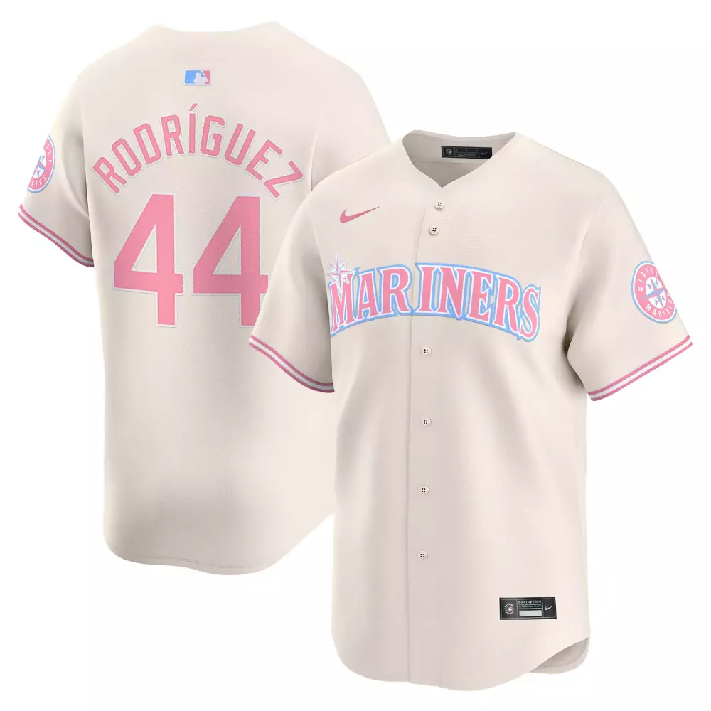 Julio Rodriguez 44 Mariners Jersey Cream Men Alternate Pink Light Blue Unisex Vapor
