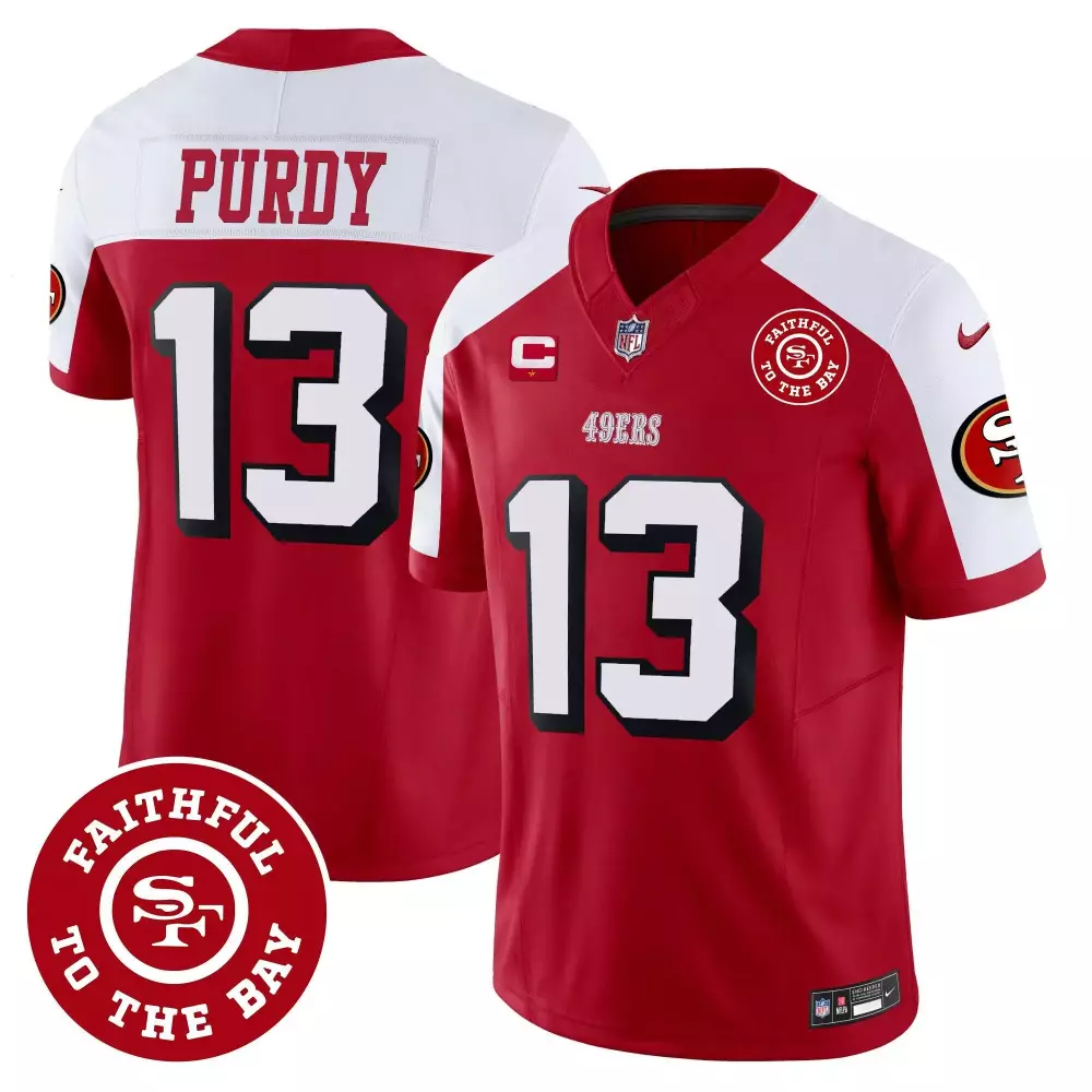 Brock Purdy 13 49ERS Jersey Red Faithful To Bay Men Authentic White All Vapor