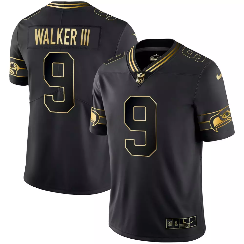 Kenneth Walker 9 Seattle Seahawks Jersey Black Men Alternate Gold Throwback All Stitched