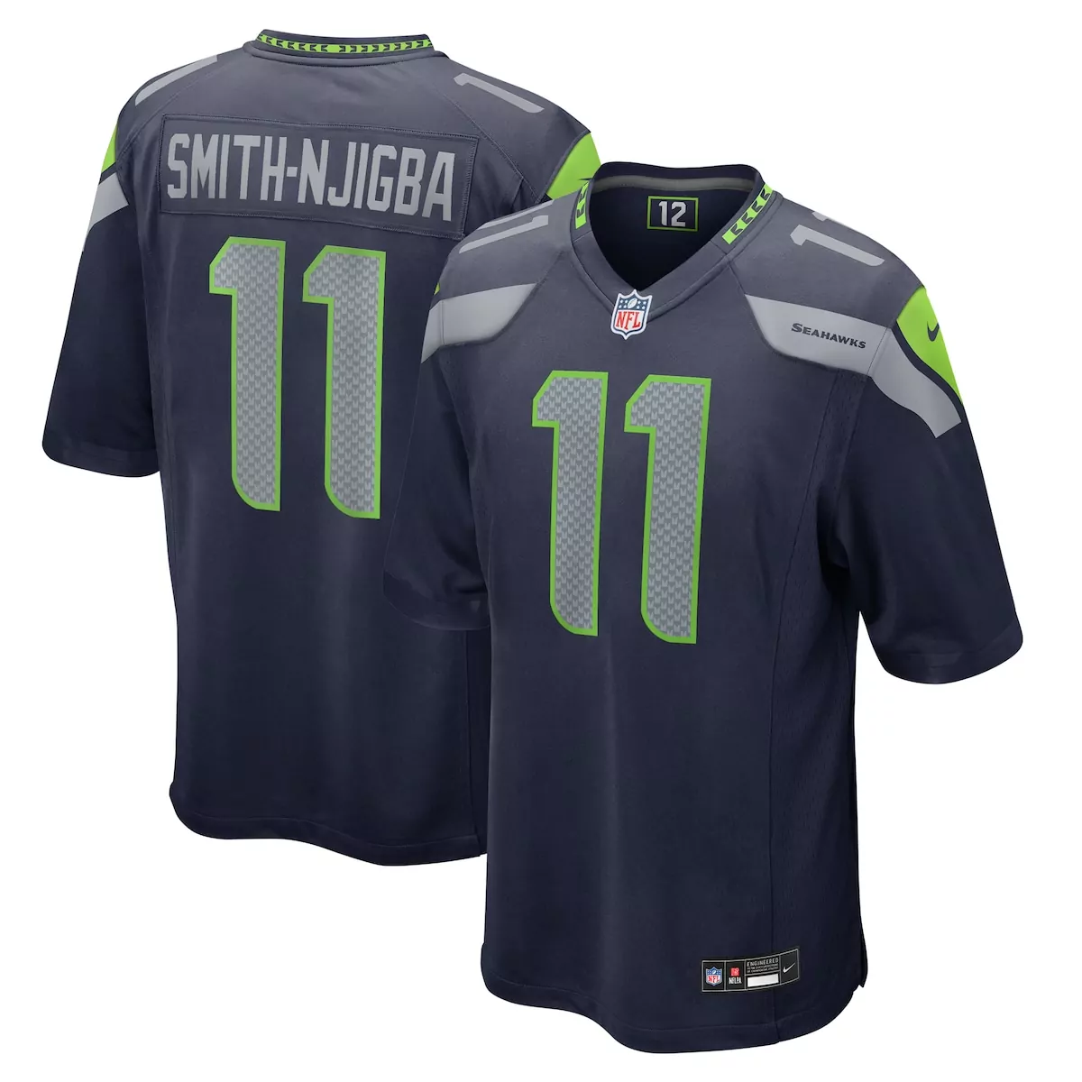Jaxon Smith-njigba 11 Seahawks Jersey Navy Men Player Grey Lime Green Game