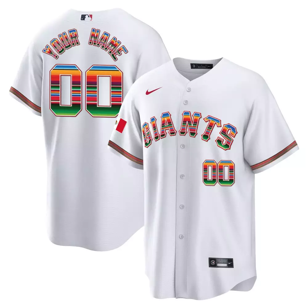Custom Giants Jersey White Mexican Flag Men Design Red Green Blue Yellow Orange Cool