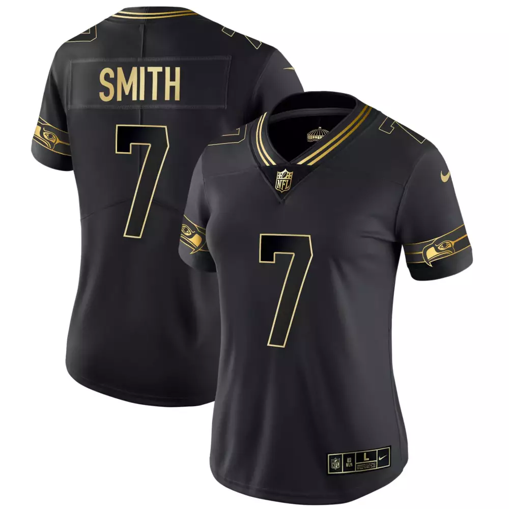 Geno Smith 7 Seattle Seahawks Jersey Black Crown Women Replica Gold Throwback All