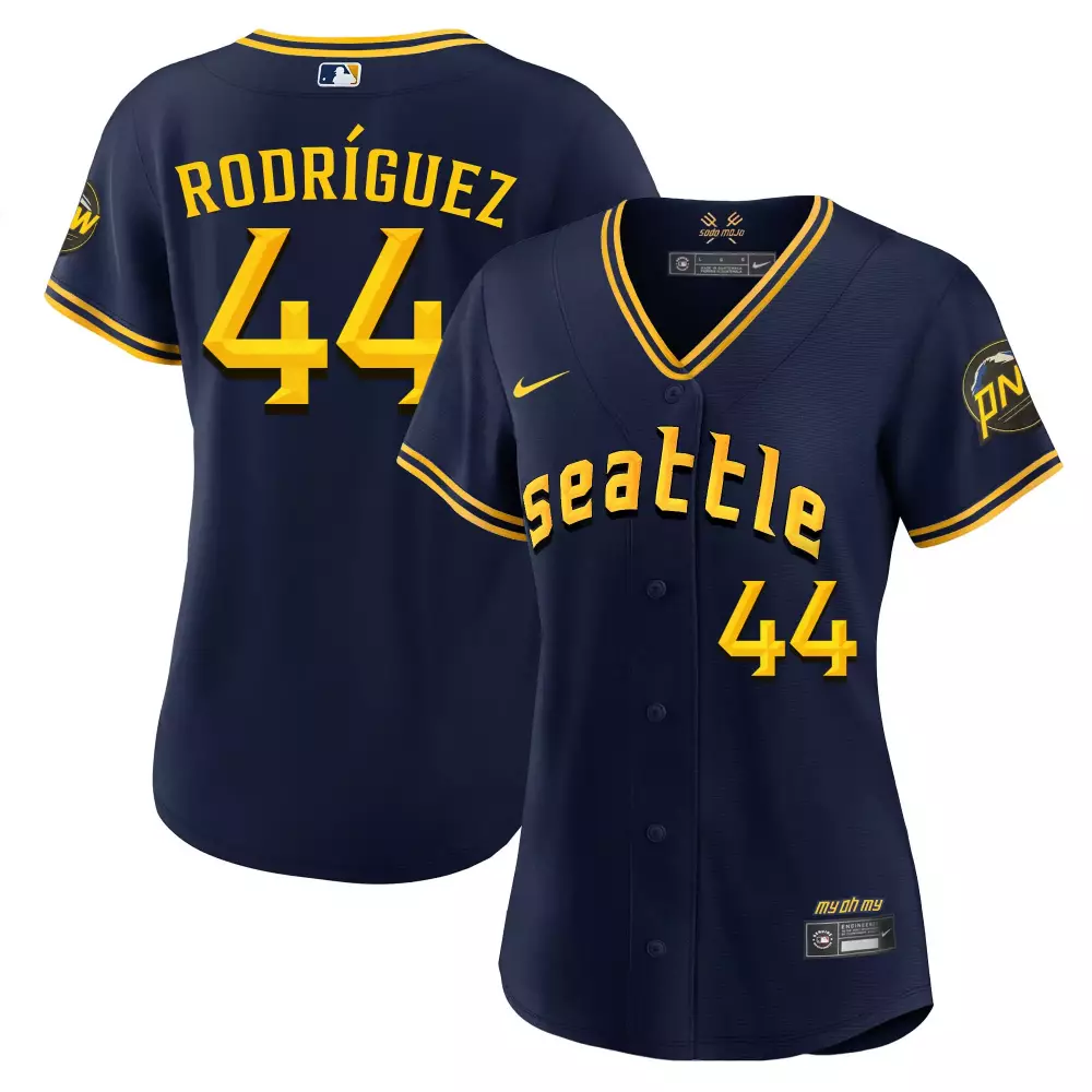 Julio Rodriguez 44 Jersey Navy Blue Seattle Mariners Men Yellow All Stitched
