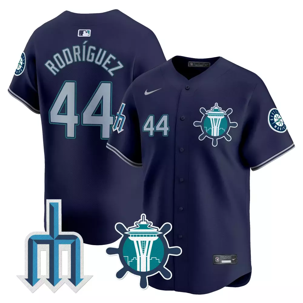 Julio Rodriguez 44 Jersey Navy Blue Seattle Mariners Space Needle Men Teal Silver