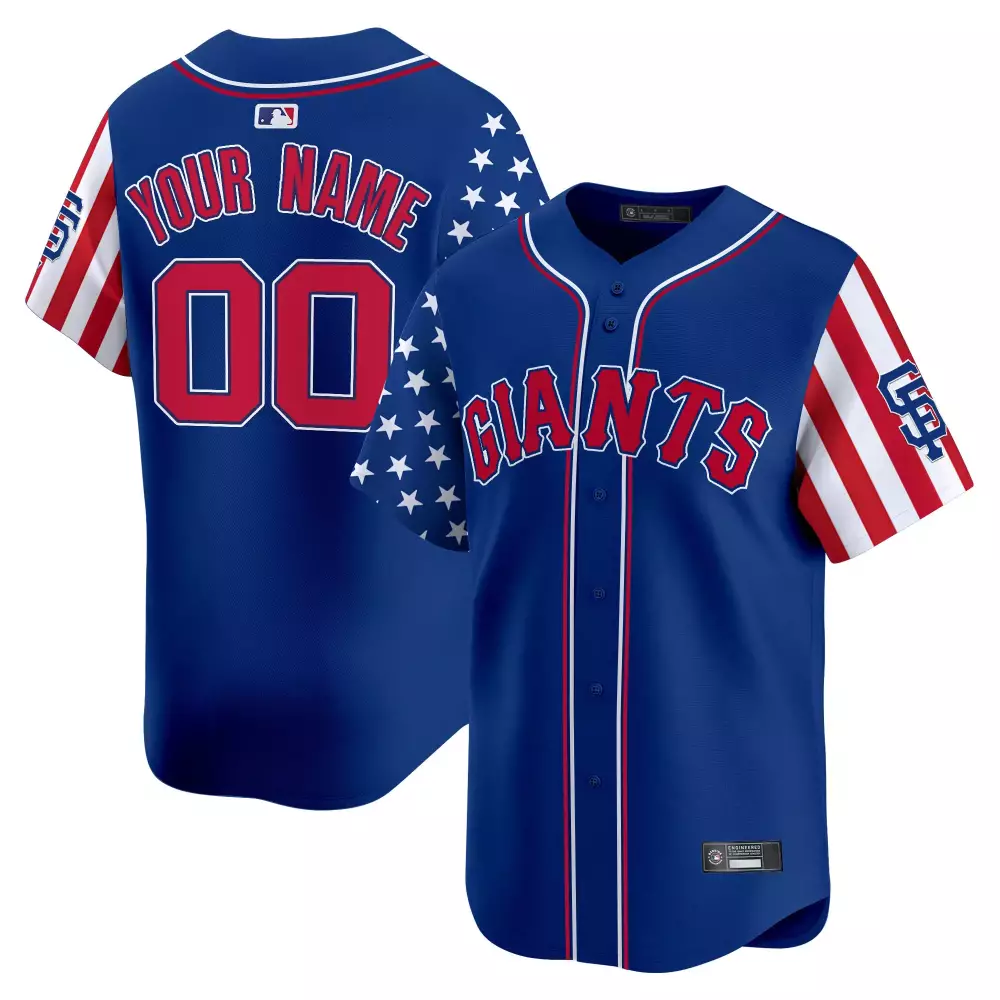 Custom Giants Jersey Blue Men Split Design Red White Vapor