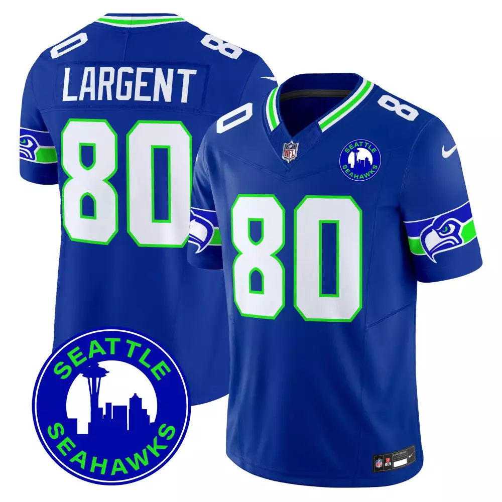 Smithnjigba City 80 Jersey Royal Blue Seattle Seahawks Men Game Neon Green White
