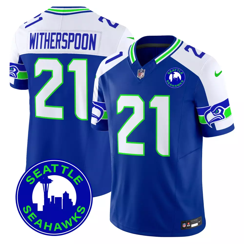 Devon Witherspoon 21 Jersey Blue Seattle Seahawks Men White Green Alternate Vapor