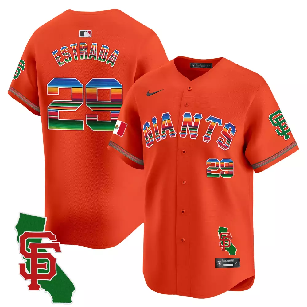 Thairo Estrada 29 Jersey Orange City Connect San Francisco Giants Mexico Flag California Outline 2023
