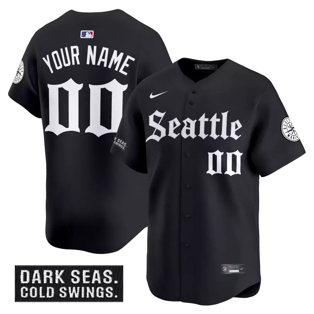 Custom Seattle Mariners Jersey Black City Connect Engineered Men White Vapor Stitched