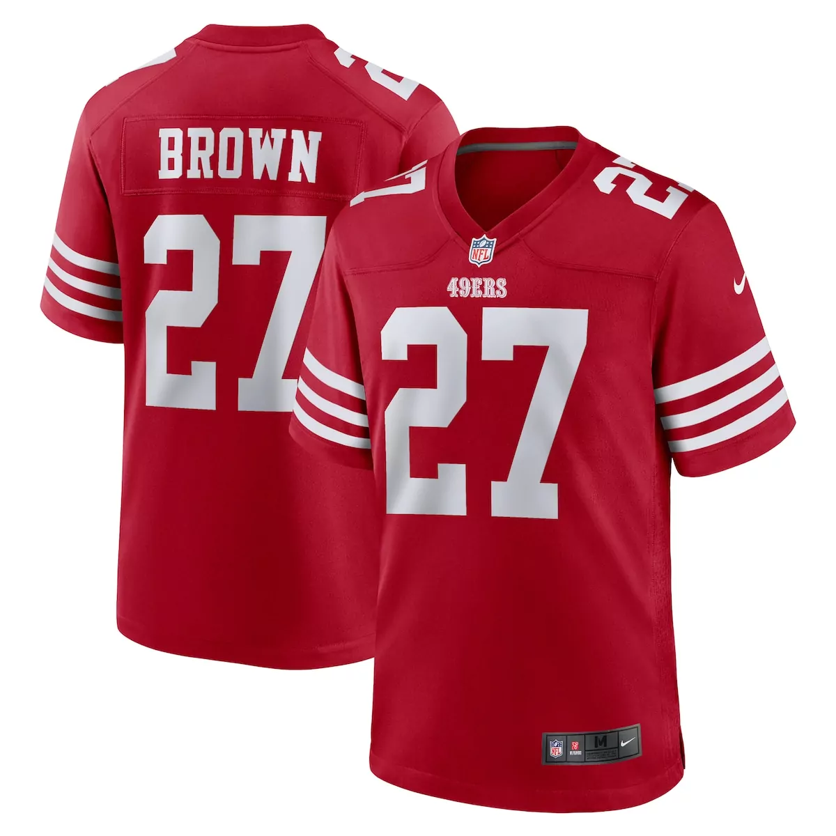 Brown 27 49ERS Jersey Red Men Official White Game