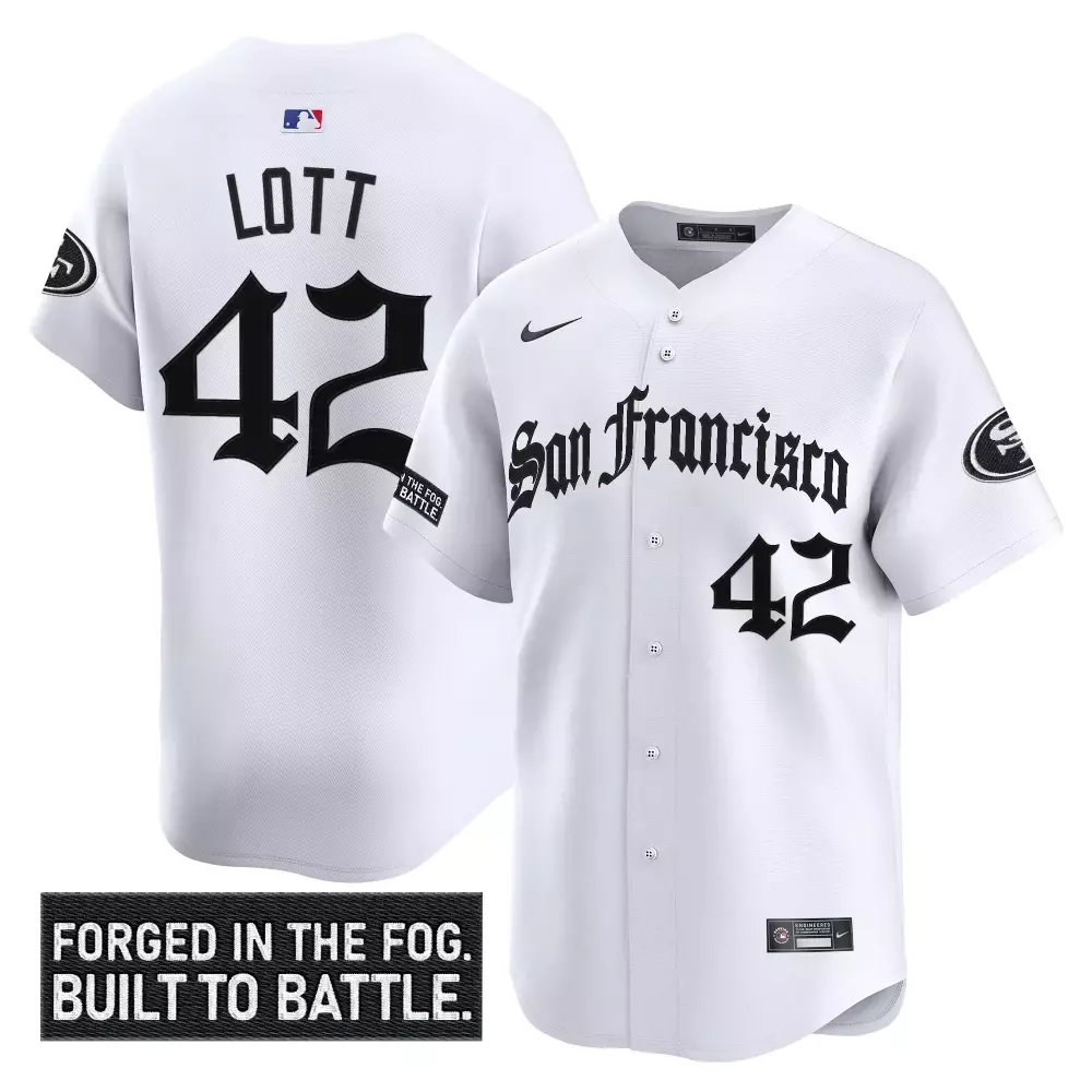 Lott Forged 42 San Francisco Jersey White City Connect Fog. Battle. Men Black Stitched