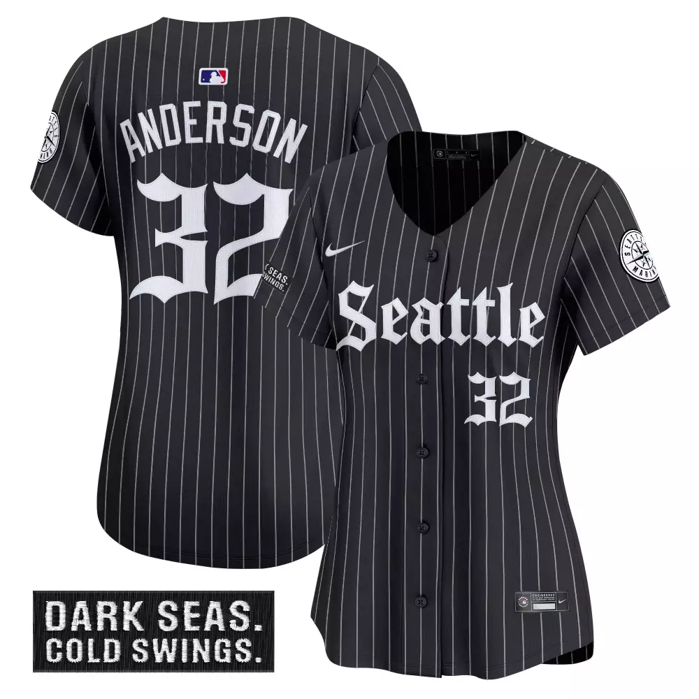 Anderson Seas 32 Seattle Mariners Jersey Black Dark Women White Vapor