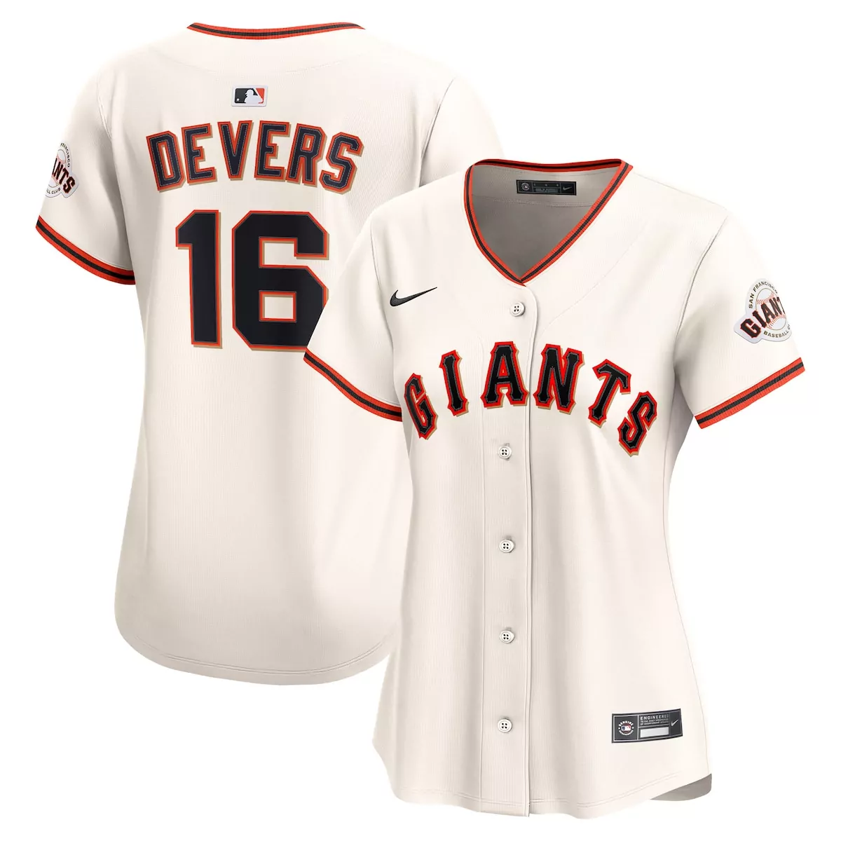 Rafael Devers 16 Jersey Cream San Francisco Giants Women Black Orange Home Limited