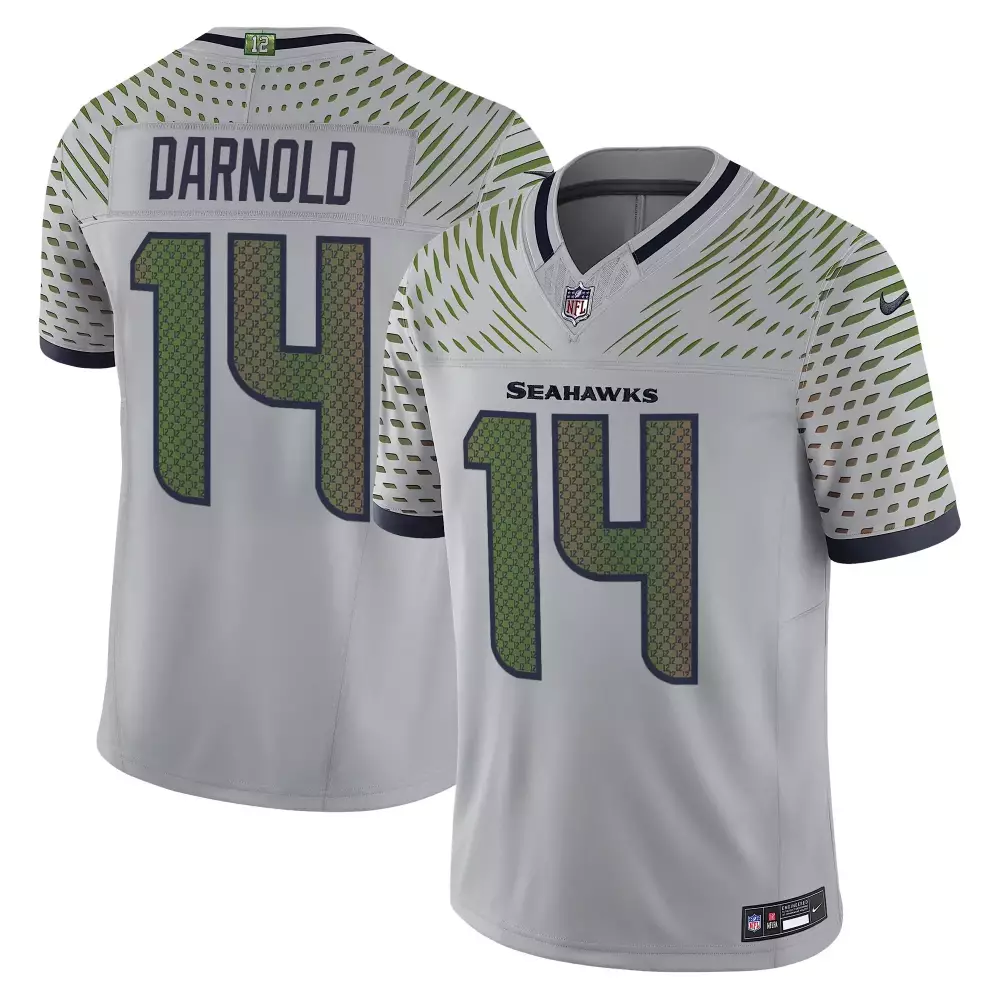 Sam Darnold 14 Seahawks Jersey White Men Standard Alternate Split Design Green Navy Blue