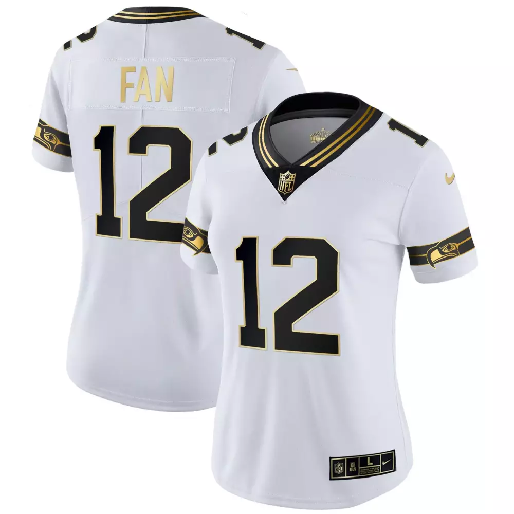 Seattle Seahawks 12 Jersey White Women Standard Alternate Black Gold Throwback All