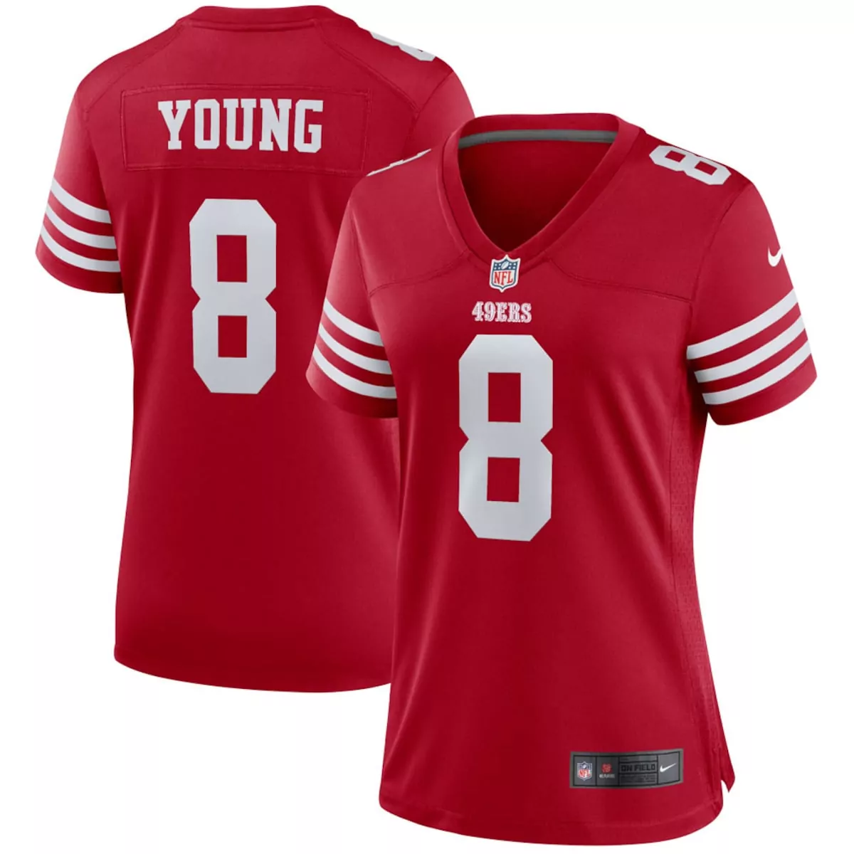 Steve Young 8 49ERS Jersey Red Women Player White Retired Game
