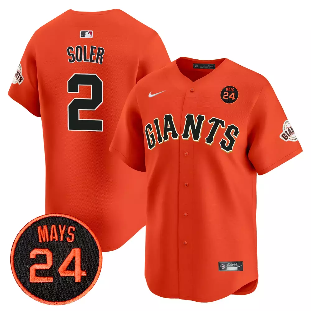 Jorge Soler 2 Jersey Orange City Connect San Francisco Giants Mays 24 Men Black White