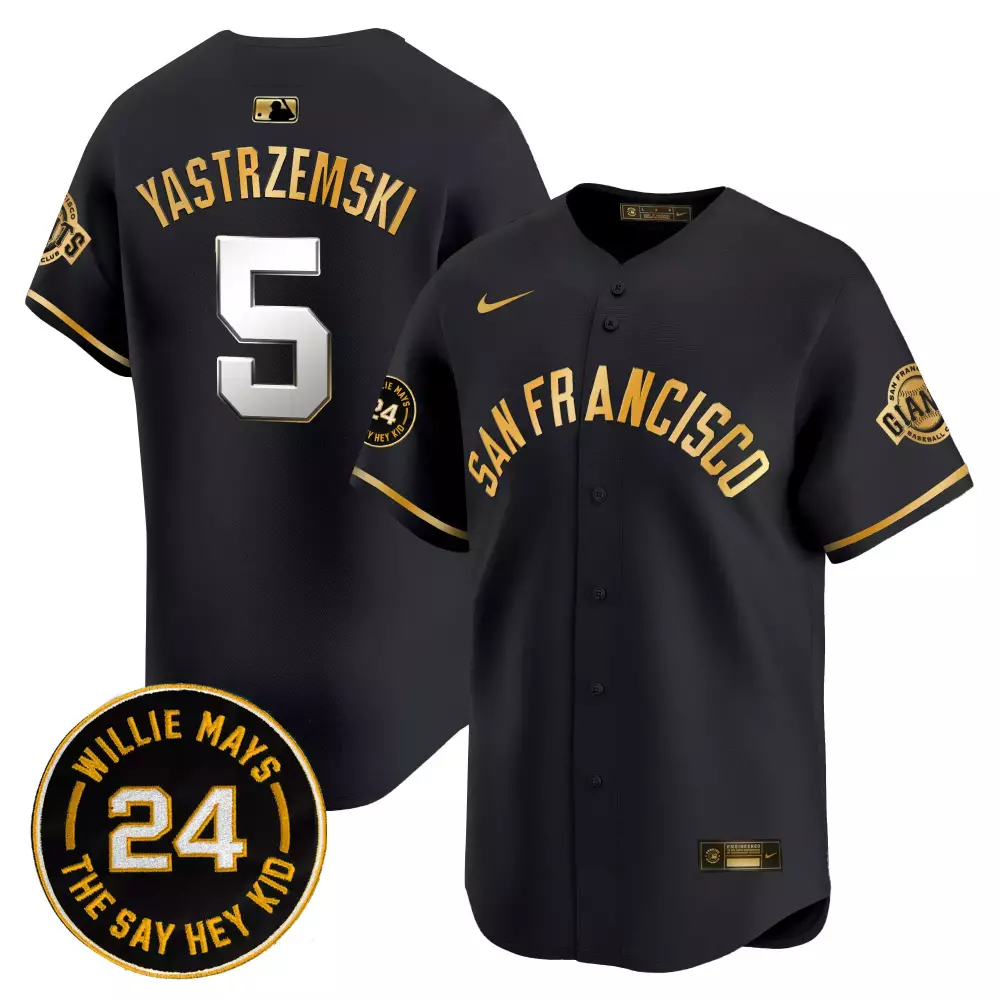 Yastremski 5 San Francisco Giants Jersey Black Willie Mays 24 Men Gold Vapor Premier