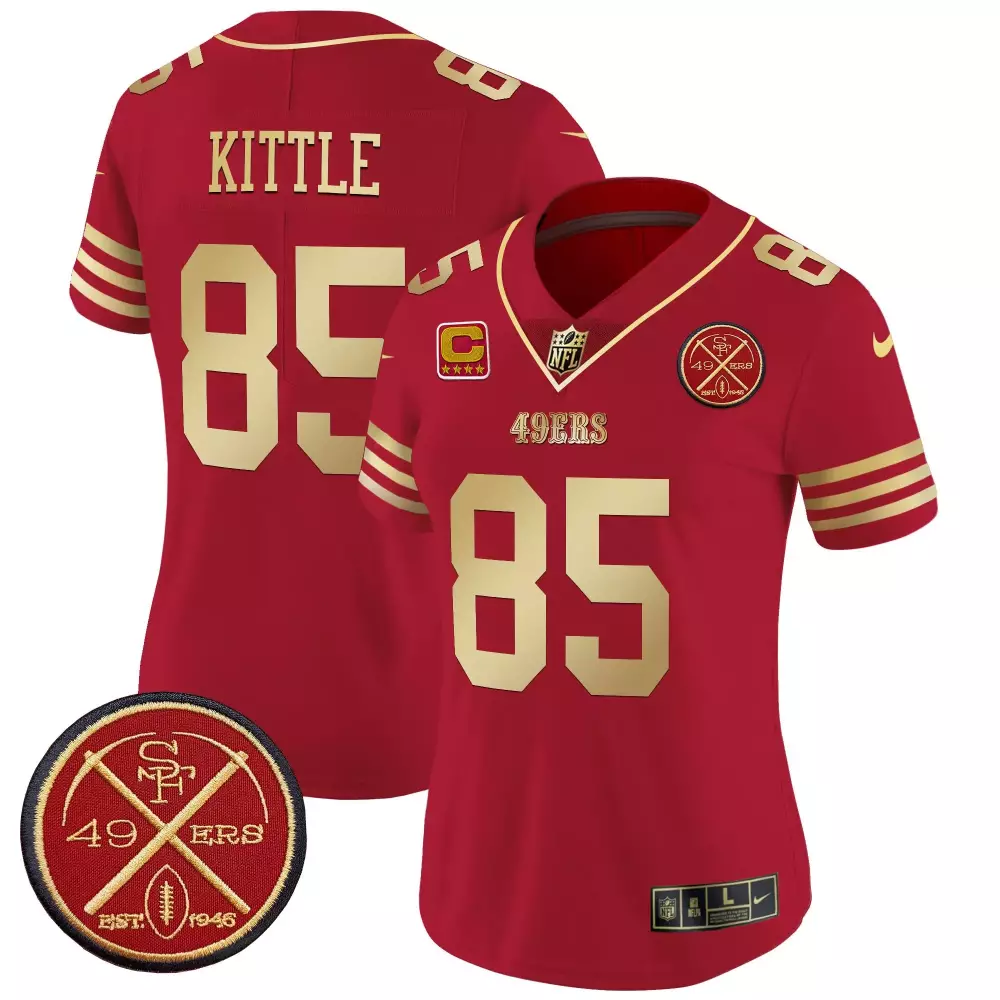 George Kittle 85 49ERS Jersey Red 1946 Men Gold Vapor Limited All Stitched