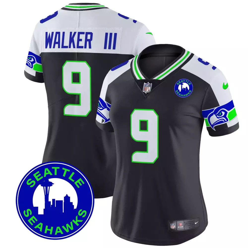 Walker Iii 9 Seattle Seahawks Jersey Black Men Alternate White Neon Green Royal Blue