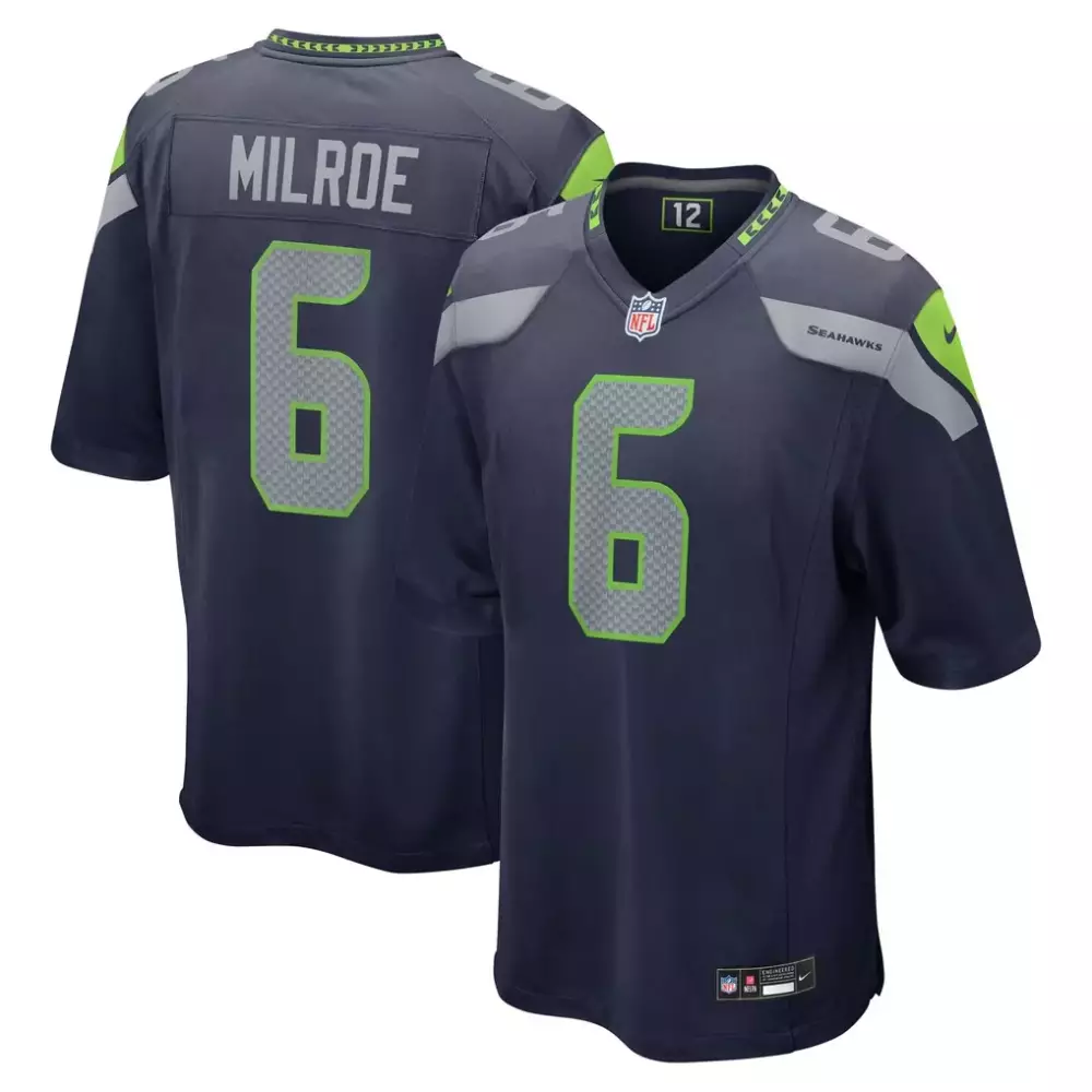 Jalen Milroe 6 Seahawks Jersey Navy Blue Men Neon Green Gray Game