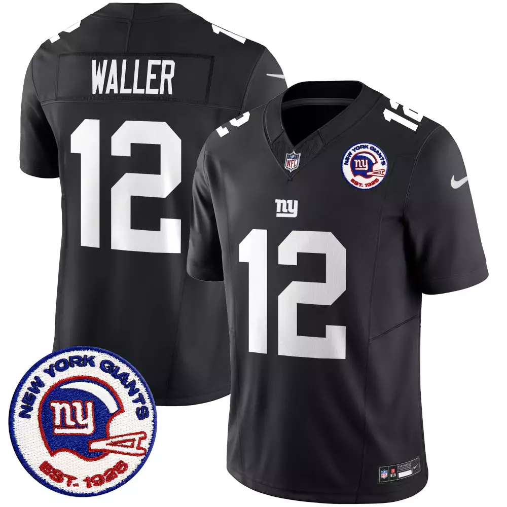 Darren Waller 12 New York Giants Jersey Black 1925 Men Replica White Vapor Limited