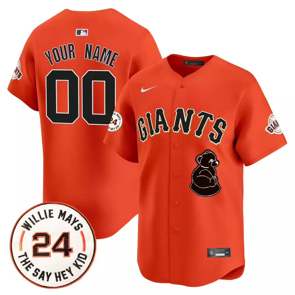 Custom Giants Jersey Orange Willie Mays San Francisco Men Black White Vapor Premier