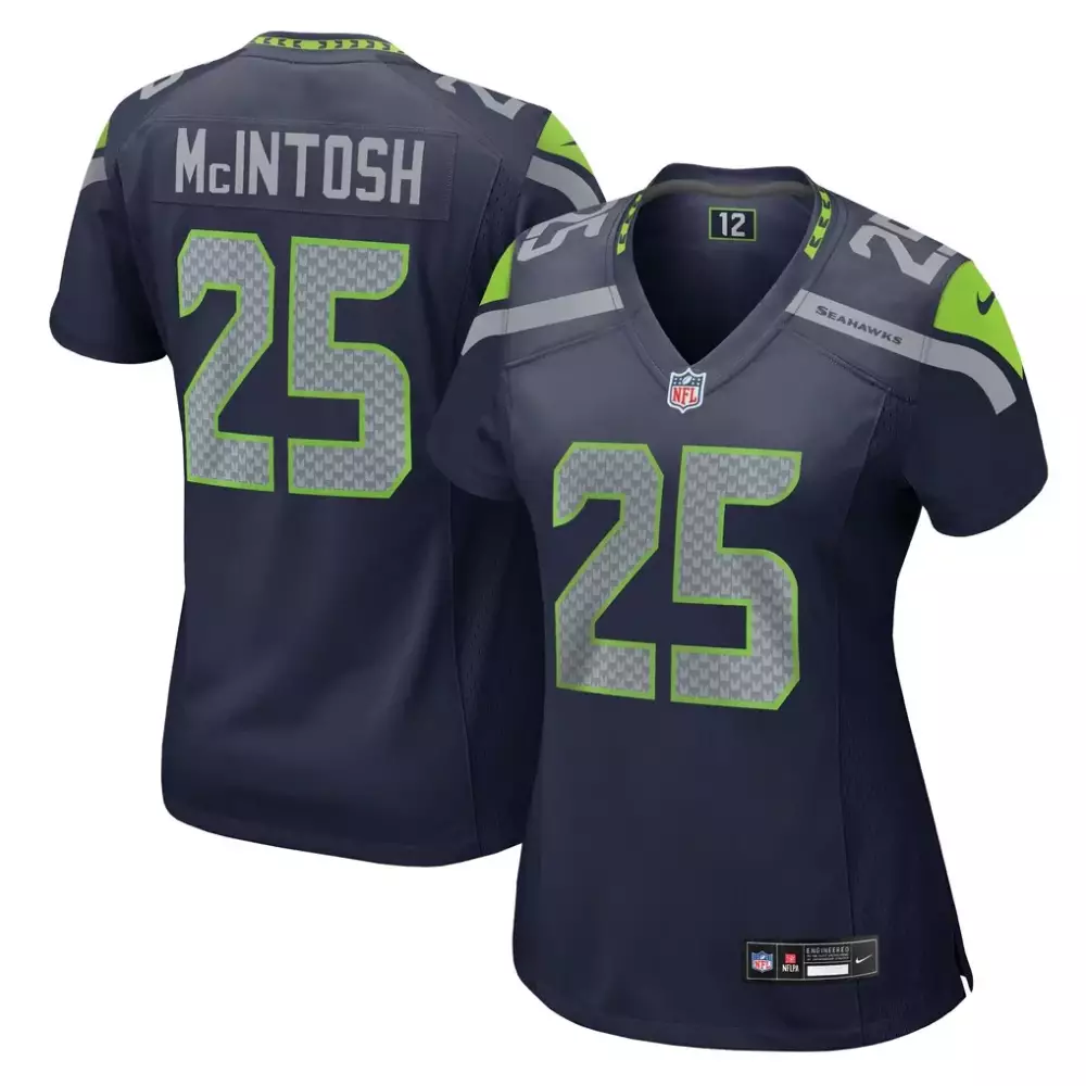 Kenny Mcintosh 25 Seahawks Jersey Navy Blue Women Neon Green Gray Game