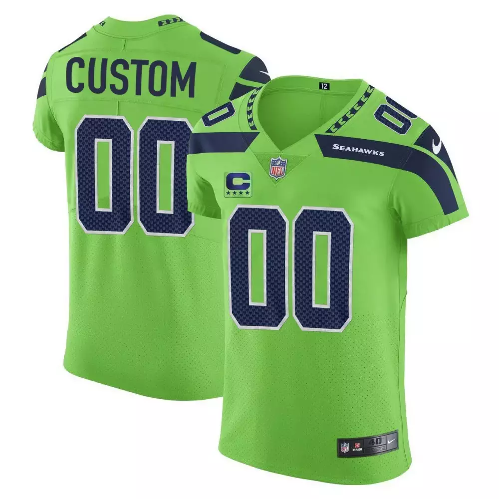Custom Seahawks Jersey Green Men Standard Navy Blue Vapor Elite All Stitched