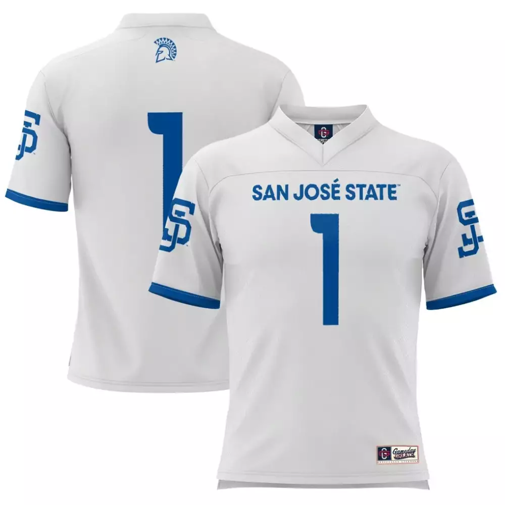 Custom San Jose State Spartans 1 Jersey White Blue Gameday