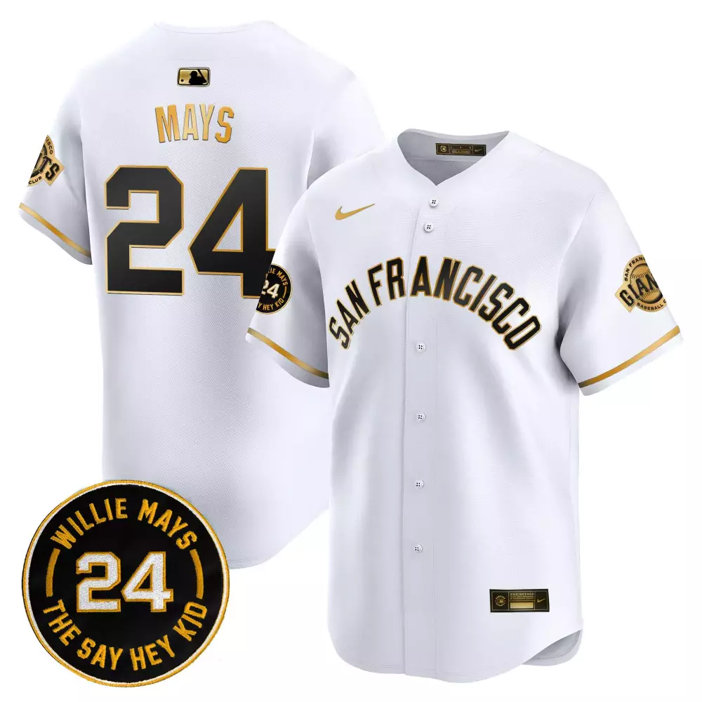 Cade Mays 24 San Francisco Giants Jersey White Men Black Gold Stitched Vapor