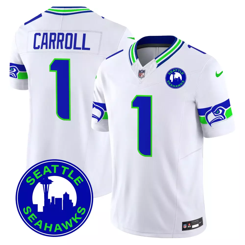 Smithnjigba City 1 Jersey White Seattle Seahawks Men Blue Green Vapor Stitched