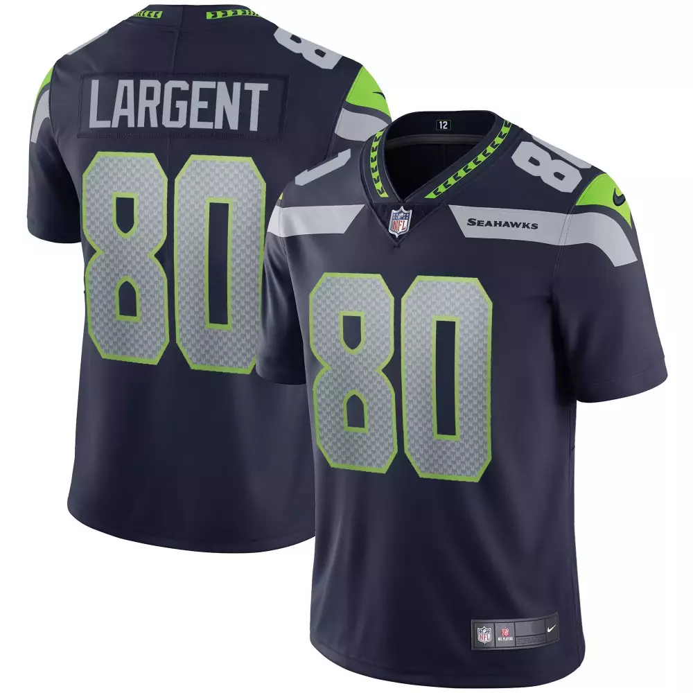 Steve Largent 80 Seahawks Jersey Navy Men Player Gray Neon Green All Stitched Vapor