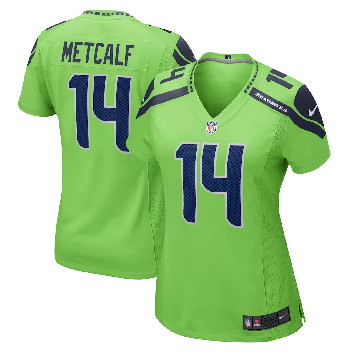 Dk Metcalf 14 Seahawks Jersey Lime Green Women Game Alternate Navy Blue White