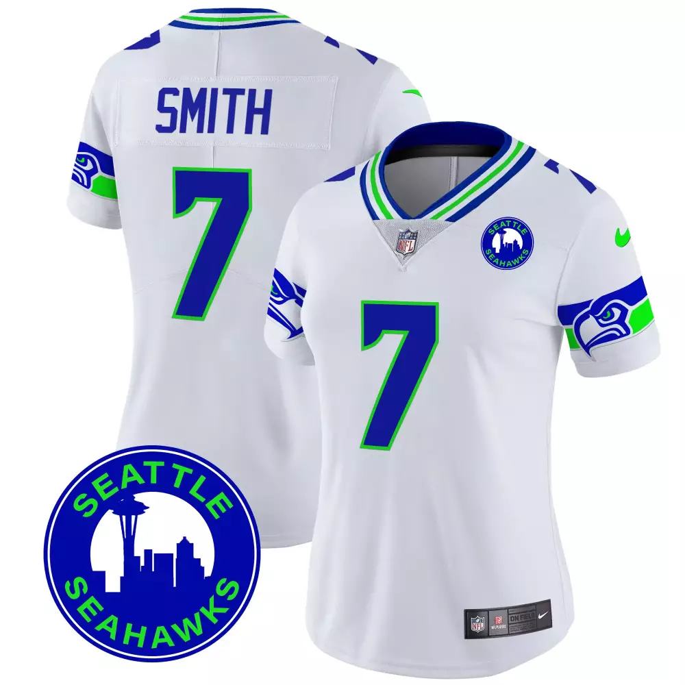 Geno Smith 7 Seattle Seahawks Jersey White Blue Green Vapor Limited All Stitched