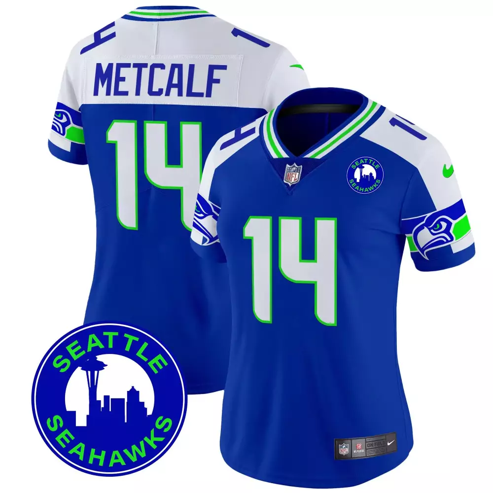 Dk Metcalf 14 Seattle Seahawks Jersey Royal Blue City Connect Men Replica Split Design