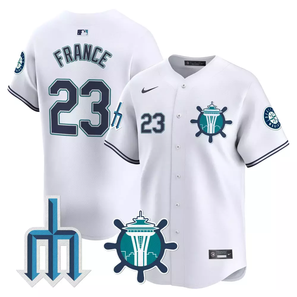 Ty France 23 Seattle Mariners Jersey White Space Needle Men Alternate Navy Teal Vapor