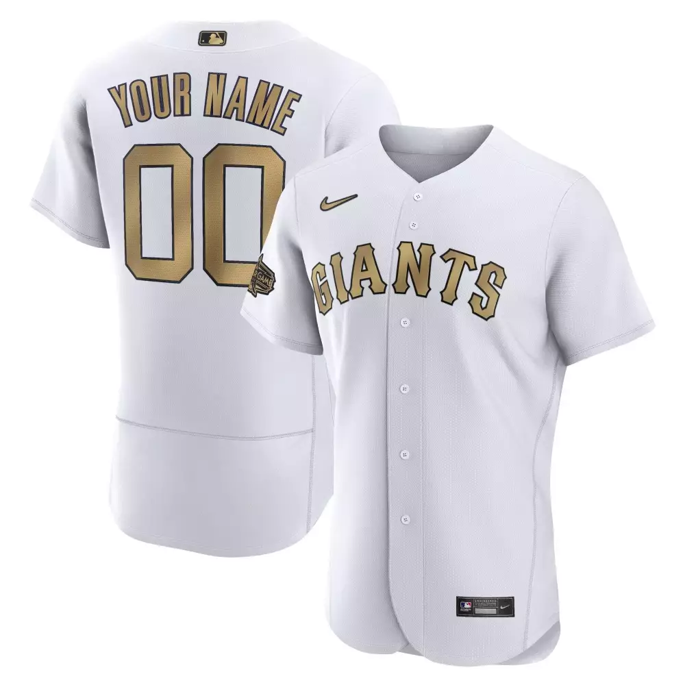 Custom Giants Jersey White Gold All Stitched