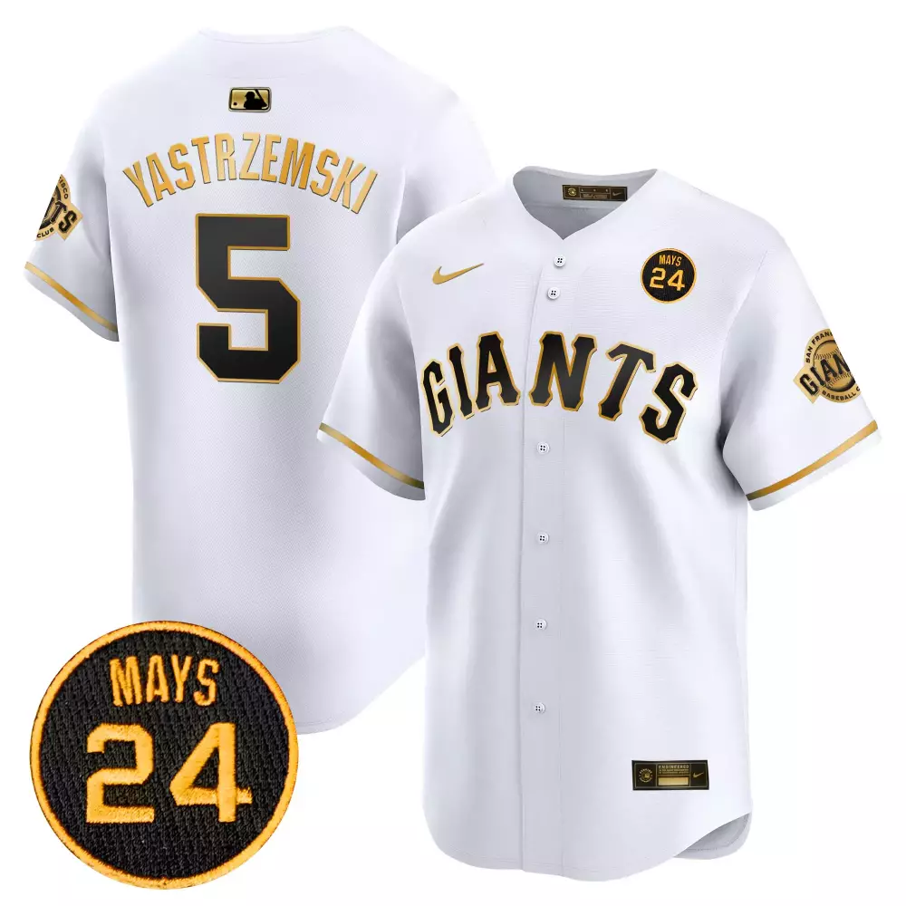 Yastrzemski 5 Giants Jersey White Willie Mays 100th Birthday 24 Baseball Men Gold