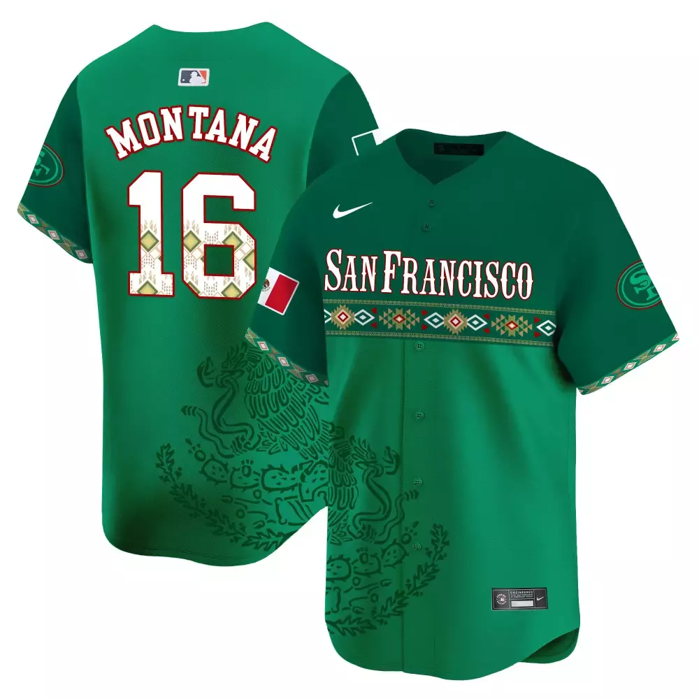Joe Montana 16 Jersey Green Dia De Los Muertos San Francisco Giants Mexican Flag 49ers 2023