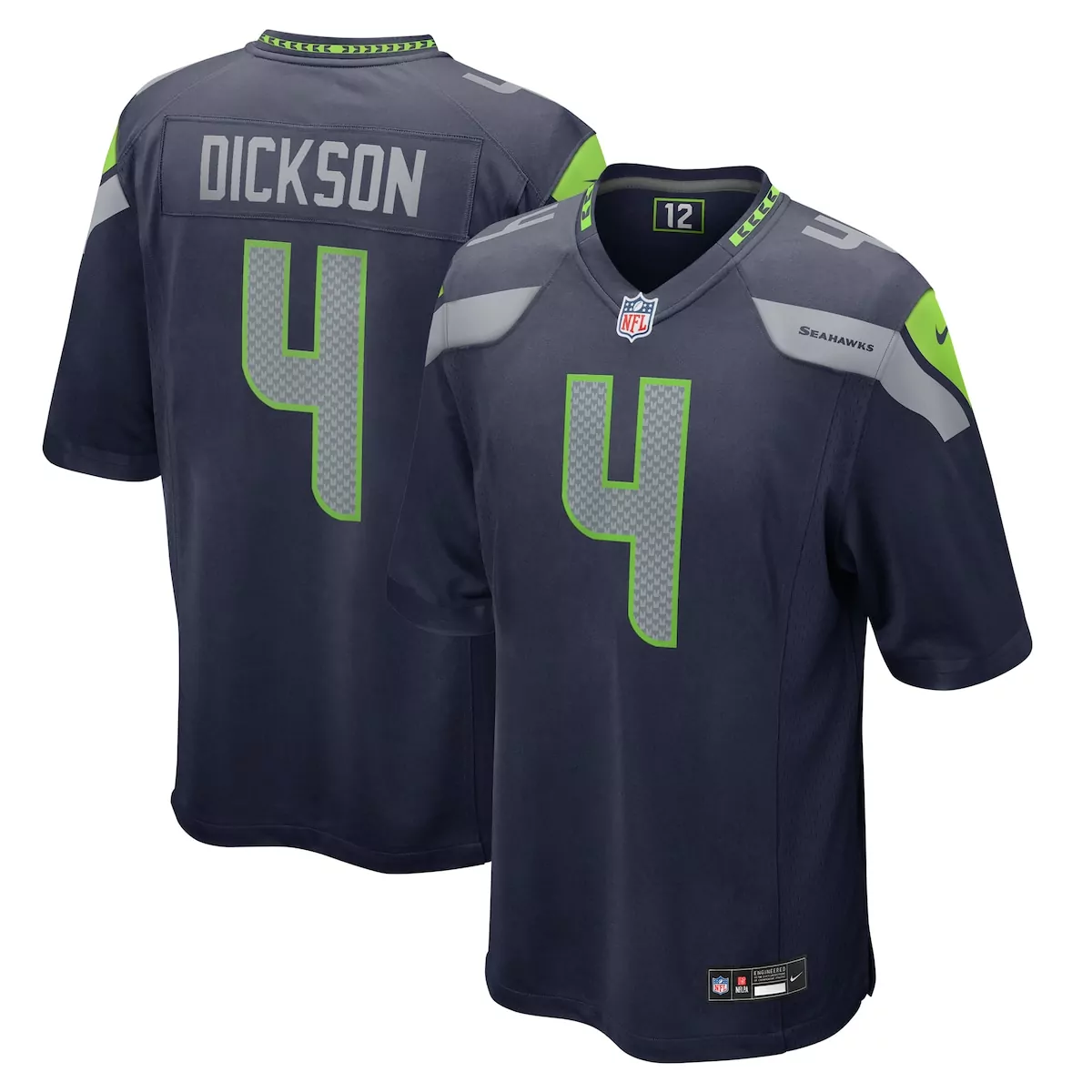 Michael Dickson 4 Seahawks Jersey Navy Blue Men Official Neon Green Grey Game