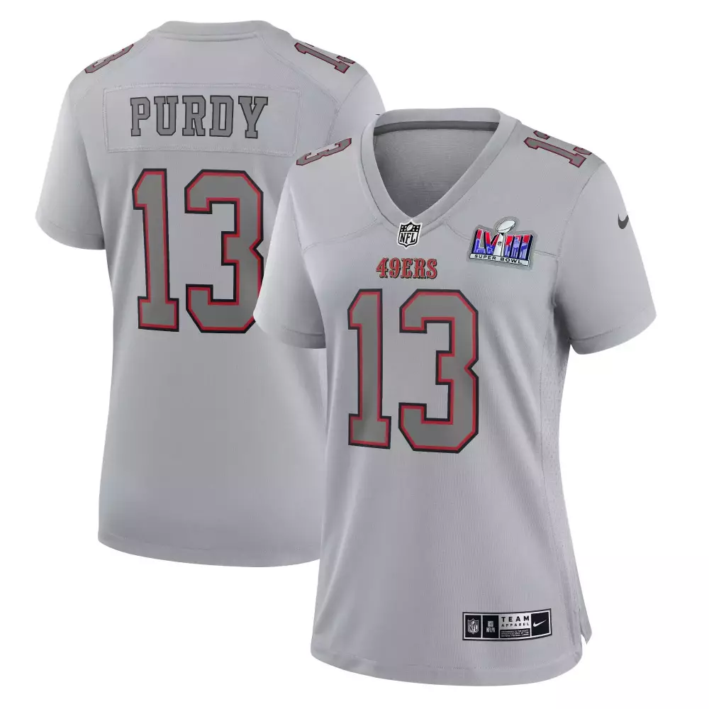 Brock Purdy 13 49ERS Jersey Gray Super Bowl Lviii Women NFL Alternate Red Black Game